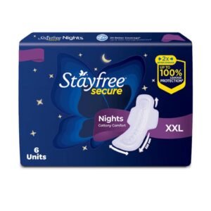 Stayfree Secure Night Sanitary Pads with Cottony Soft Cover – 6 pcs (Pack of 1)