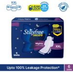 Stayfree Secure Night Sanitary Pads with Cottony Soft Cover – 6 pcs (Pack of 1)