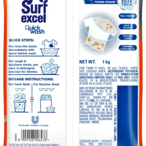 surf excel quick wash detergent powder – 1 kg