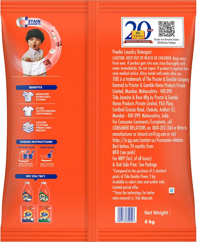 tide plus detergent washing powder (jasmine) – 6 kg