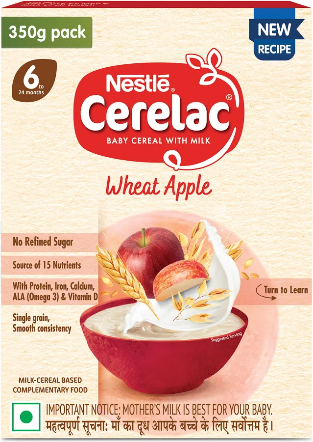 nestlé cerelac wheat apple baby food cereal – fruity wheat variant (250 g)