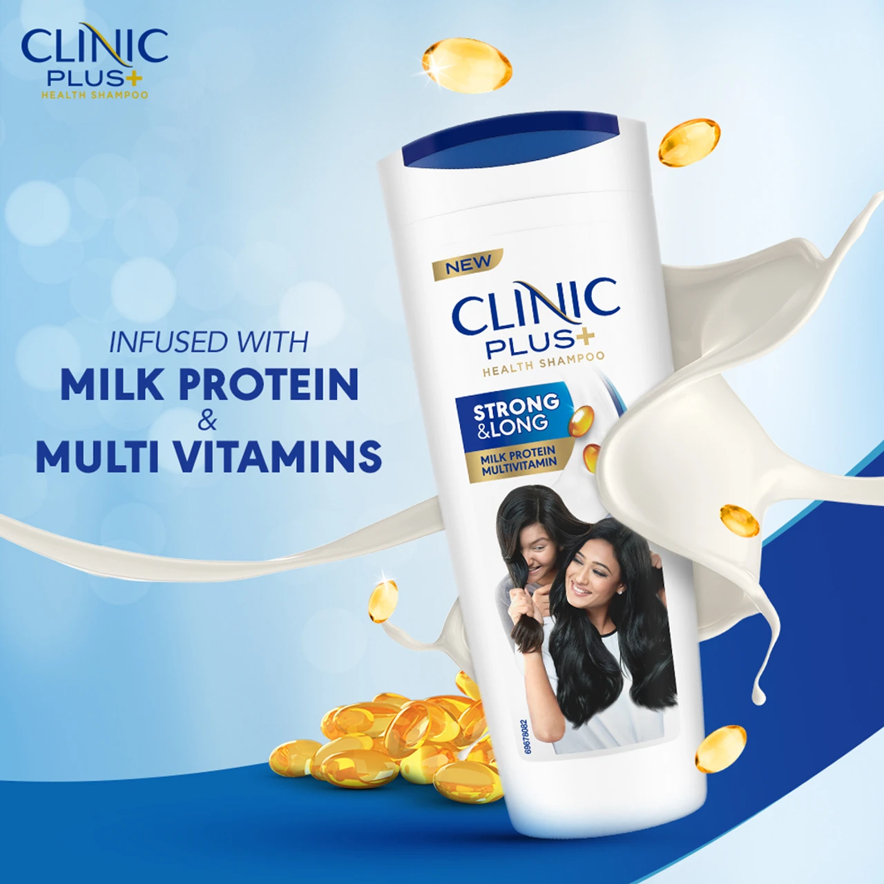 clinic plus strong & long healthy hair shampoo with milk protein & multivitamins – 1 l