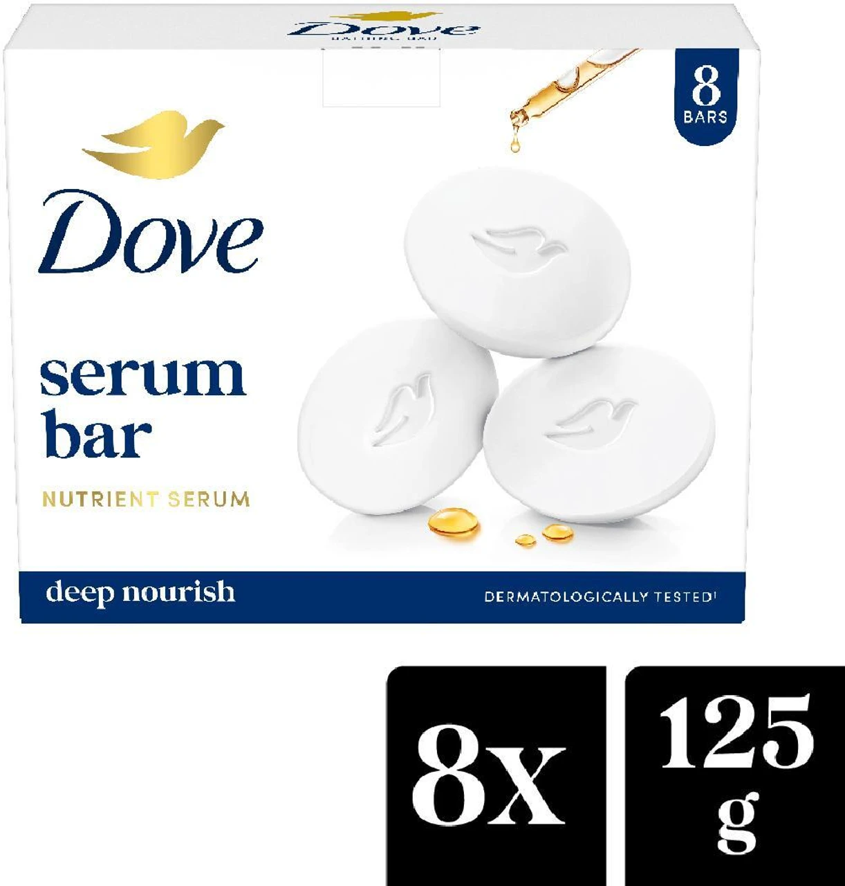 dove serum beauty bar – deeply nourishing soap (8 x 125g)
