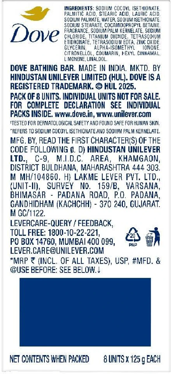 dove serum beauty bar – deeply nourishing soap (8 x 125g)