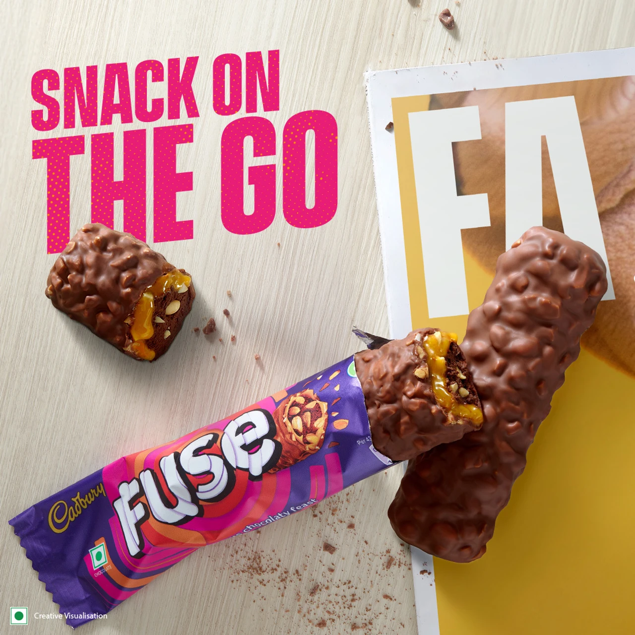 cadbury fuse peanut & caramel filled chocolate bars – 15 × 43 g