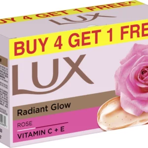 lux soft glow rose & vitamin e bathing soap – buy 4 get 1 free (5 x 150 g)