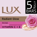 lux soft glow rose & vitamin e bathing soap – buy 4 get 1 free (5 x 150 g)