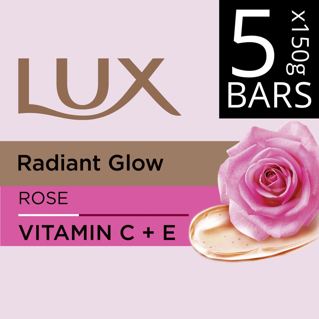 lux soft glow rose & vitamin e bathing soap – buy 4 get 1 free (5 x 150 g)