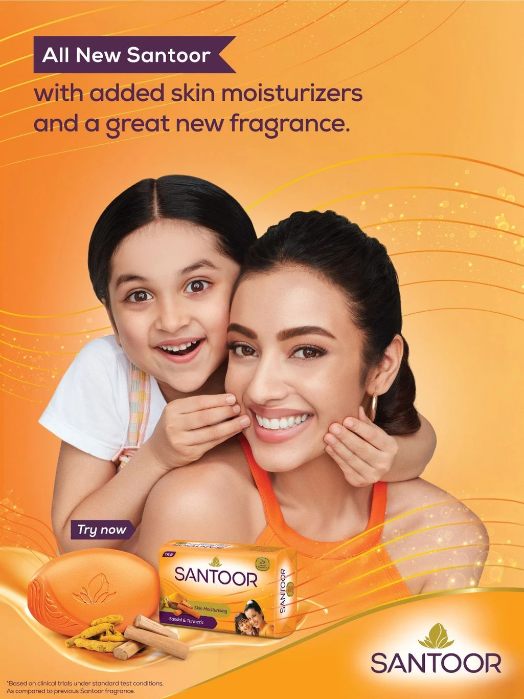 santoor skin moisturizing sandal & turmeric bathing bar – 8 × 125 g