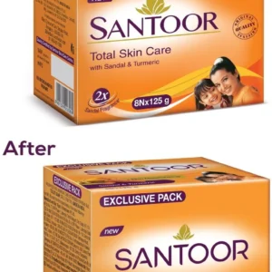 santoor skin moisturizing sandal & turmeric bathing bar – 8 × 125 g