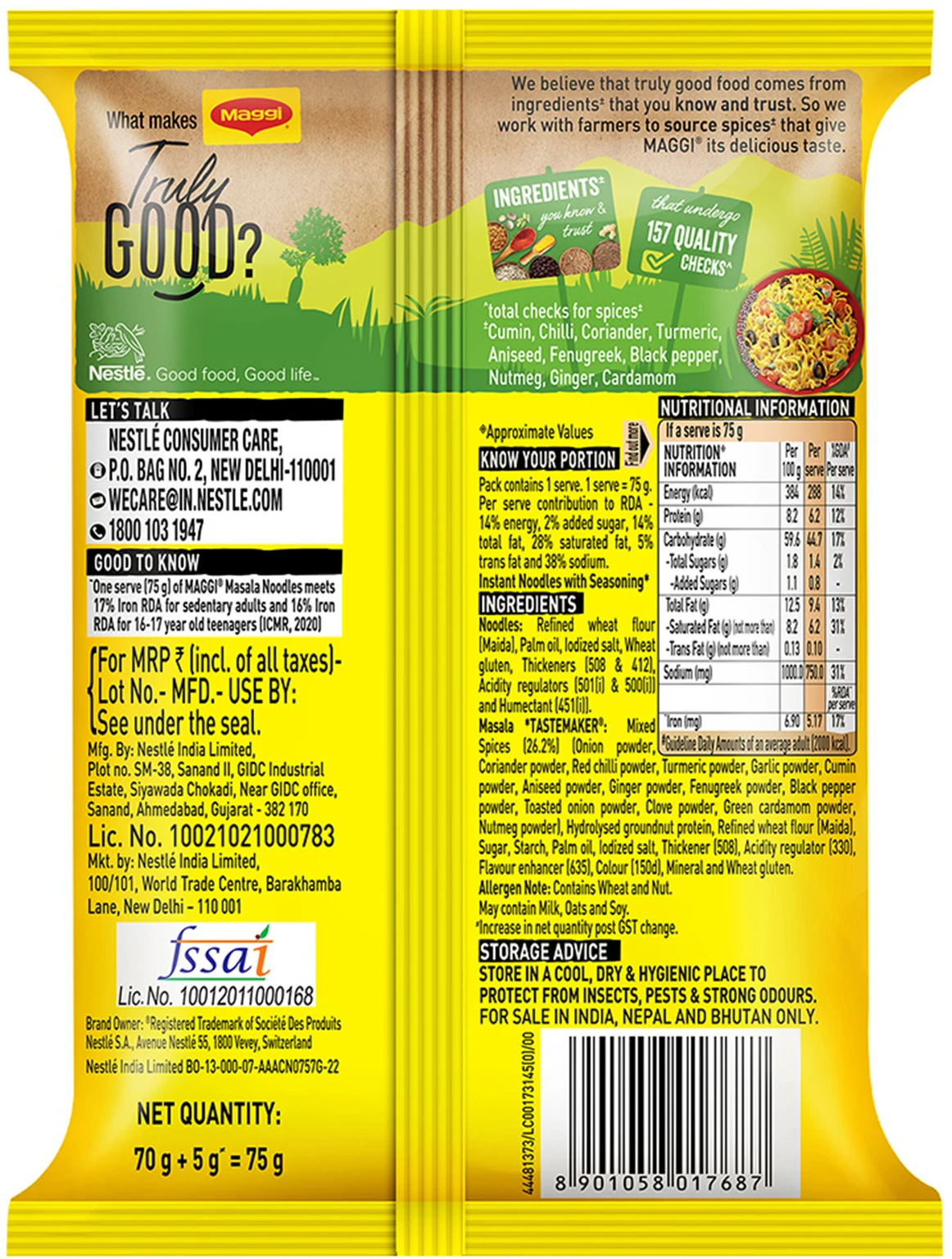 Maggi 2-Minute Noodles Favourite Masala – 75 g